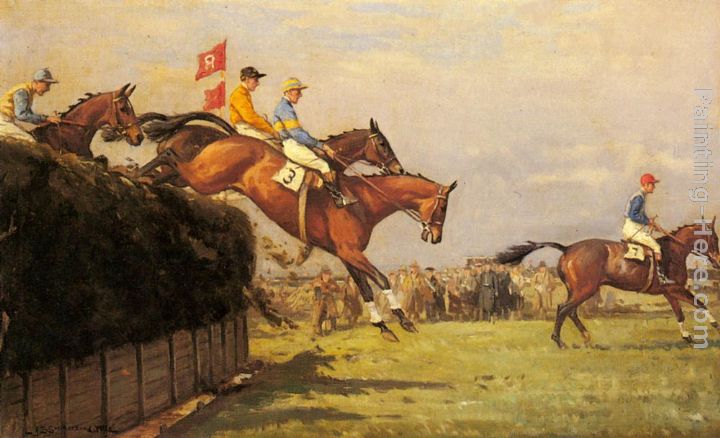 The Grand National Steeplechase Really True and Forbia at Beecher's Brook painting - John Sanderson Wells The Grand National Steeplechase Really True and Forbia at Beecher's Brook art painting